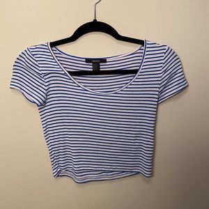 Blue striped crop T-shirt